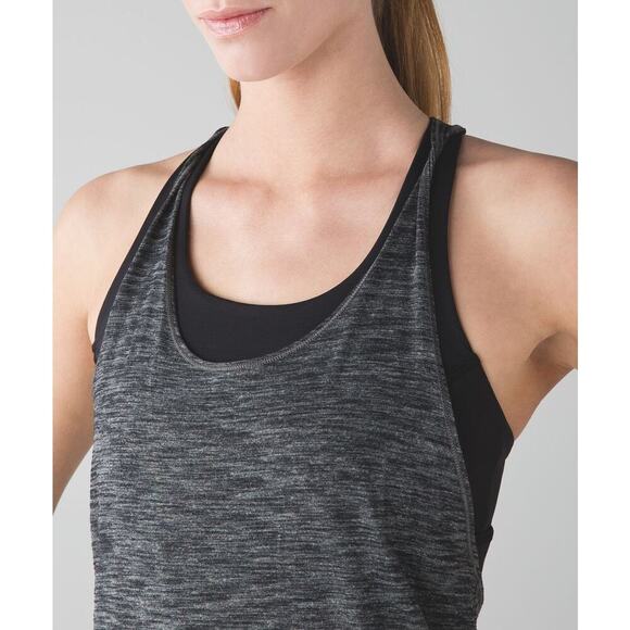LULULEMON Twist and Toil Tank w/ Built In Bra Sz 4 Heathered Black - Picture 3 of 11